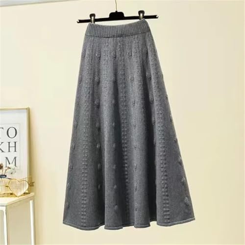 Women Fall Winter Knitting Long Skirts Elegant High Waist Skirt Elastic Soft Midi Skirts Khaki L2