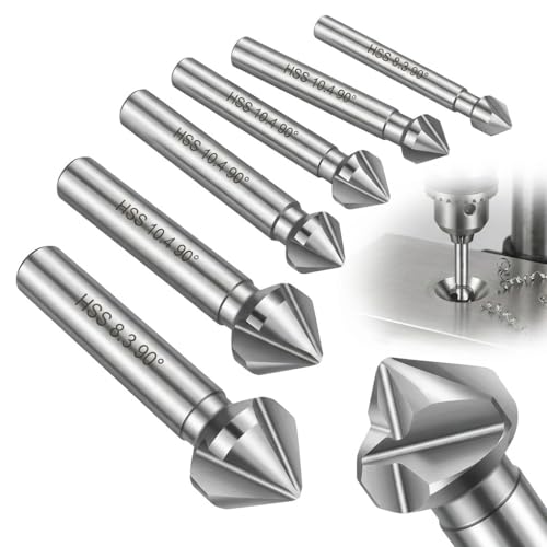 6-teiliges Fräser-Set 90°, 6,3-20,5 mm, Fräsbohrer aus HSS-Stahl