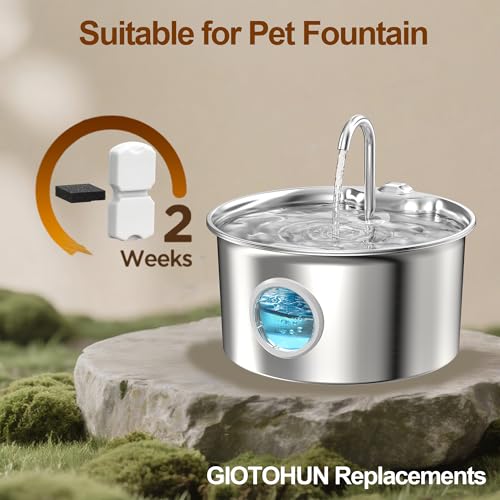 Image of GIOTOHUN Cat Water Fountain Filter Replacement: 24 Cat Fountain Filter - 24 Pet Fountains Filters - 12 Filters & 12 Sponges - Suitable for ATMZIQXR GIOTOHUN KOOGMOON UMOCUOY IHOUONE HOOISE