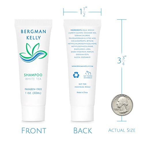 Bergman Kelly Travel Size Hotel Shampoo (1 Fl Oz, 100 Pk, White Tea), Delight Your Guests With Revitalizing And Refreshing Shampoo For Guest Hospitality, Mini & Small Size Luxury Shampoo In Bulk #TOP2
