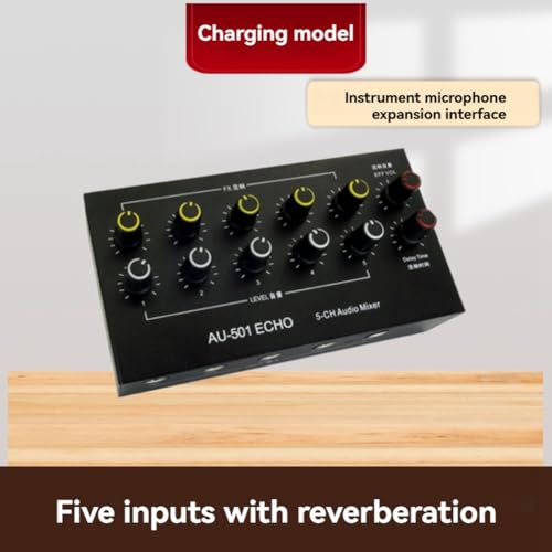 Mixeur audio 5 canaux pour podcast en déplacement avec mini-console rechargeable Type-C