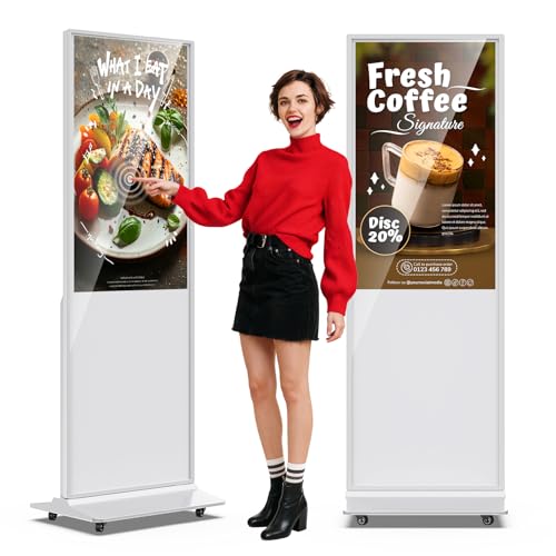 Image of 43 Inch Digital Signage Display,Indoor Floor Standing TouchScreen Advertising Display Kiosk Android System,Commercial LCD Totem Support HDMI-in,Free Customization Stickers and CMS System(White)