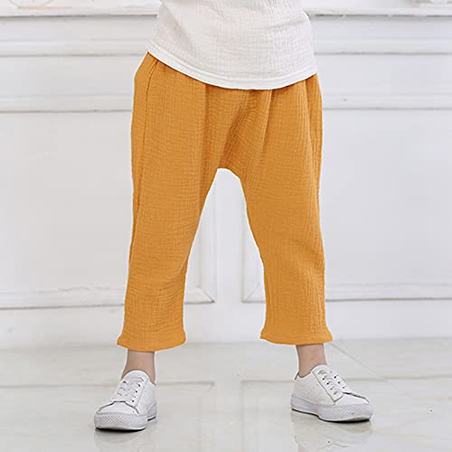 Baby Boys Cotton Pants Elastic Waist Pleated Solid Color Stretchy Harem Casual Loose Pants Baggy Soft Comfy Trousers4