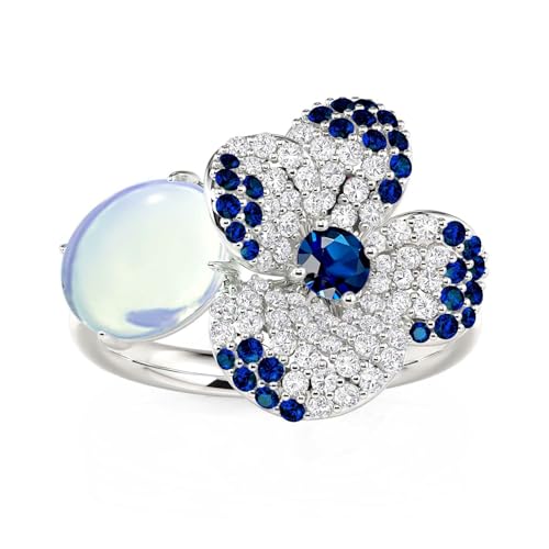 Bague fleur en argent et pierre de lune pour illuminer votre style vestimentaire quotidien