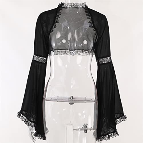 Image of Bolero Shrug Top Trad Goth Black Shawls and Wraps for Evening Dresses Short Cardigan