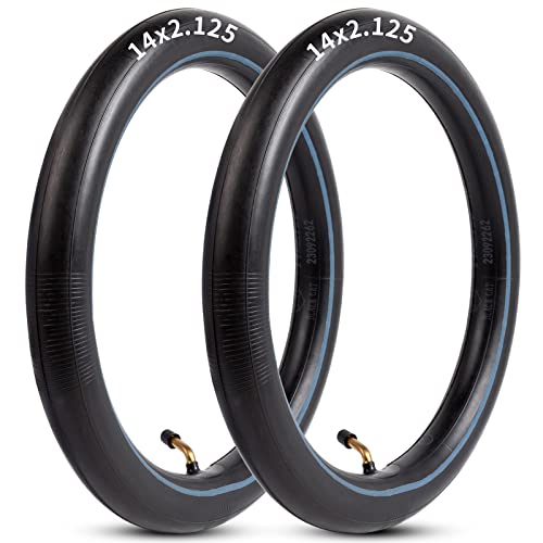 Heavy-Duty 14 x 2.125 Inner Tube 14 Inch Electric Bike Tubes with Angled Valve Stem for Replacement Electric Scooters and E-Bike Tire Tube 2 Packs