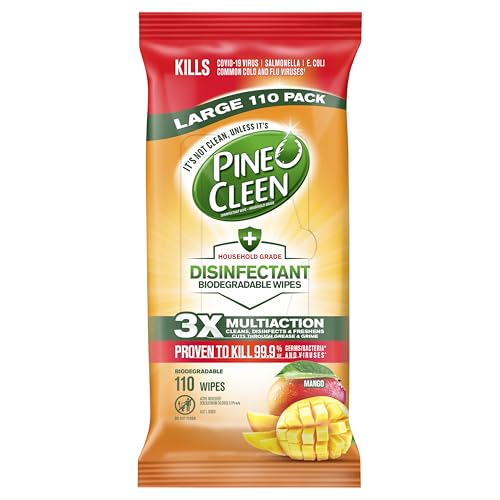 Pine O Cleen Disinfectant Biodegradable Multipurpose Wipes, Mango,110 Wipes (Pack of 1)