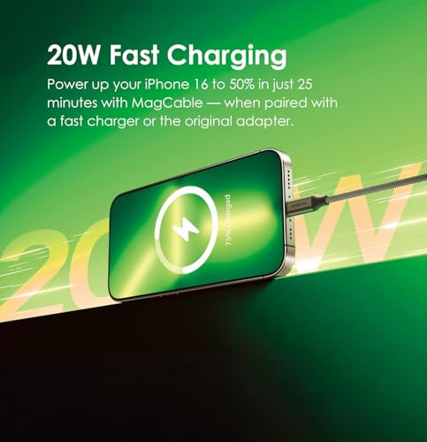 Image of Oraimo Magnetic Cable | 20W Fast Charging | Type-C to iPhone | Self-Aligning & Tangle-Free | Bend-Proof with 1M Length for iPhone 14, 14 Pro, 14 Pro Max, 14 Plus, 13, 13 Pro, 13 Pro Max (OCD-710CL)