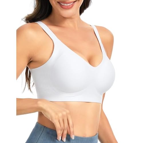THE GYM PEOPLE Women’s Wireless Seamless Bras Full Coverage Comfortable Bralette Invisible Everyday Tshirt Bra Padded