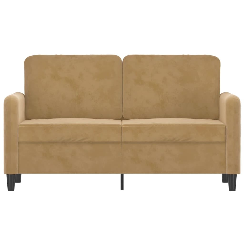 Sofa 2-osobowa, brązowa, 120 cm, aksamitna, metalowa rama, gruba wyściółka, miękki luksusowy materiał, wytrzymały, stabilny, wygodny komfort siedzenia do salonu