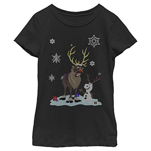 Fifth Sun Die Eiskönigin-Schneeklone T-Shirt Camiseta, Negro, XS para Niñas