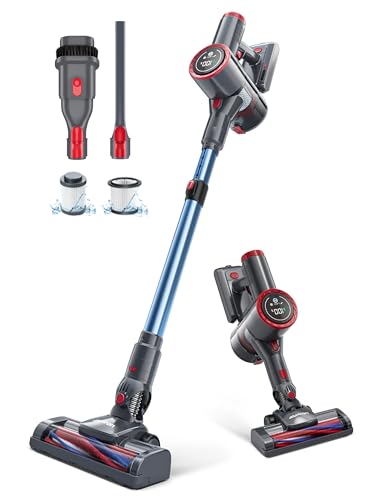 Image of Aspiron Cordless Stick Vacuum Cleaner,550W /55KPA Stick Vacuum for Home, LED Touch Display Screen, 2 Charging Ways,2 HEPA Filter, LED Headlight,Handheld Vacuum for Hard Floor, Carpets, Sofa, Car