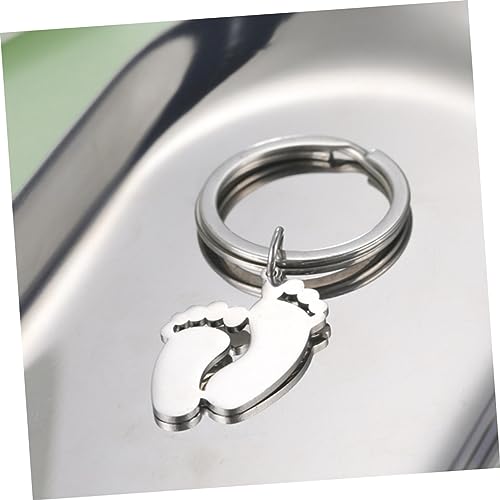 HOUDERCO Fußabdruck-schlüsselanhänger Ornament 4 Stück Edelstahl-schlüsselanhänger Für Frauen Baby-fußabdruck-