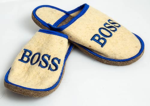 Rushnichok Sauna Slippers for Men - Russian Sauna Slippers - Sauna Male Slippers Wool - Sauna Men's Hotel Slippers Male - Russian banya Slippers - Boss - Felt Sauna Wool