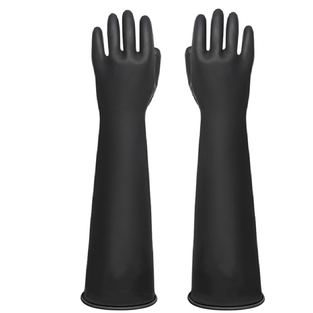 Guanti Resistenti a Sostanze Chimiche, Guanti in Lattice Resistenti, Guanti Industriali a Braccio Impermeabili,Resistono a Forti Acidi, Alcali e Olio (Arancione, 55CM)
