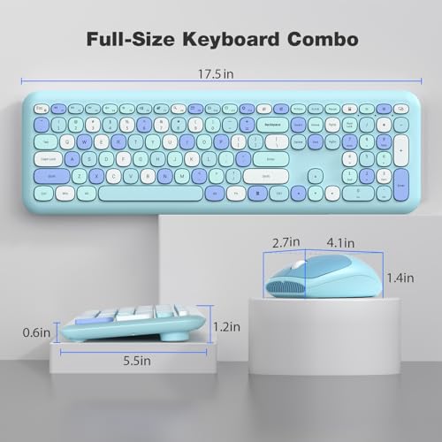 Image of MOFII Wireless Keyboard and Mouse Combo, 2.4G Slim Full-Sized Ergonomic Keyboard Mouse for PC Desktop Laptops Windows (Blue Colorful)