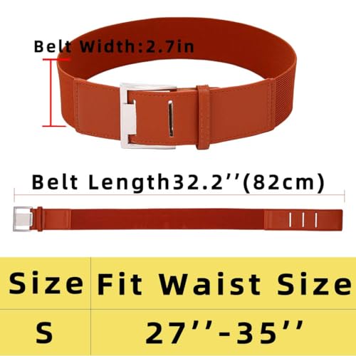 Tgirls Women's Elastic Belt Vintage Wide Belts Stretch Leather Waistband for Women Dresses4