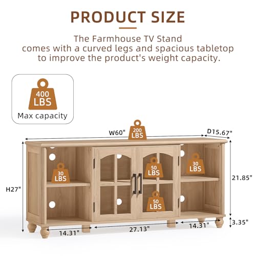 Image of RWYHG Farmhouse TV Stand for 60 in TV, Entertainment Center for Living Room
