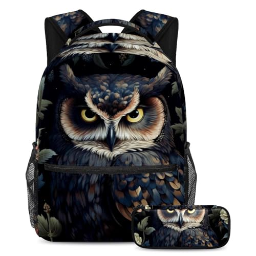 Sac à dos chouette peinte à la main pour le collège