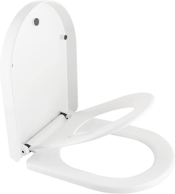 Shoze 2 in 1 Family Toilet Seat with Child Seat Adjustable Soft Close Toilet Seat Potty Training Toilet Seat V Shape Dual Fixing Stainless Hinges Close Mechanism Removable for Cleaning
