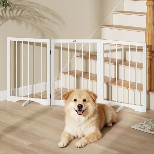 Free Standing Dog Gate Indoor, Foldable Dog Gate for Doorways Sta...