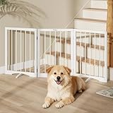 Cideny Free Standing Dog Gate Indoor, Foldable Dog Gate for Doorways Stairs Hallways, 3-Panel Freestanding Pet Gate with Support Feet for Stability, Folding Puppy Gate Easy to Move, Doggy Gate 54'x24'