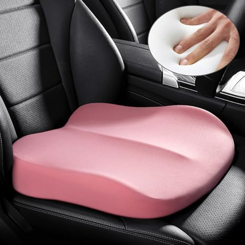 UVCMDUI Alzador Coche para Adulto, Asiento Elevador Coche Lavable, Cojín de Cuña Sillas de Coche Antideslizante Altura 10cm para Conductores de Baja Estatura,Rosado