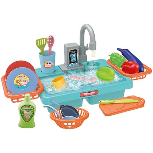 Évier de jeu avec eau courante cadeau anniversaire enfant table à eau 19 pièces