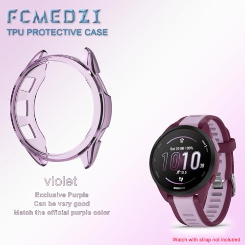Image of Smartwatch Screen Protector Compatible for Garmin Forerunner 165 &165 Music, Case Violet TPU Soft Frame Cover and Tempered Glass Protective Film (Glass+case(Violet))