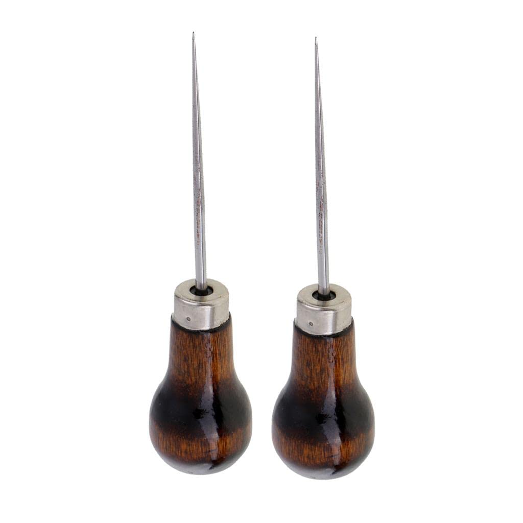 Lederahle Nähahle Lochmacher Lederwerkzeug mit Gourd-förmigem Holzgriff Und Robuster Edelstahlspitze für Handwerk Tasche Haushalt