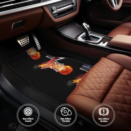 Alfombrillas de neopreno de balón de fuego deportivo de baloncesto para coche 5