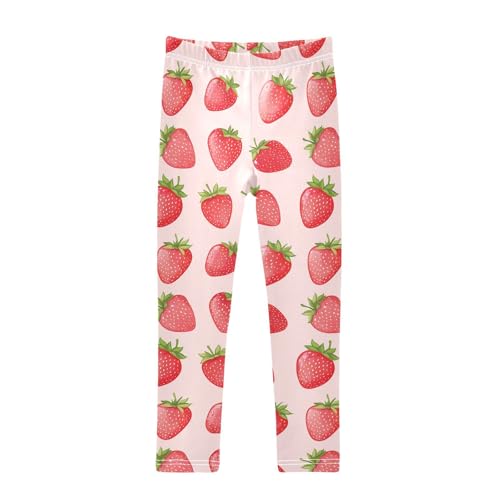 Girls Leggings Strawberry Fruit Soft Toddler Leggings for Girls Kids Pants Size 4T-10T