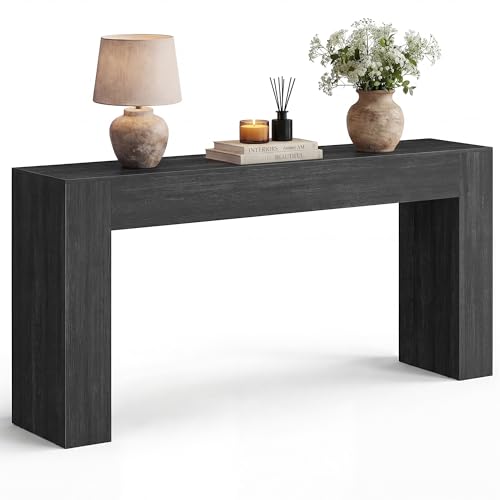 VASAGLE Entryway Table, Long Console Table, Thick Tabletop, Farmhouse Style, for Hallway, Behind the Couch, Living Room, Foyer, Easy Assembly, 11.8 x 63 x 31.5 Inches, Charcoal Gray ULNT147BA01S