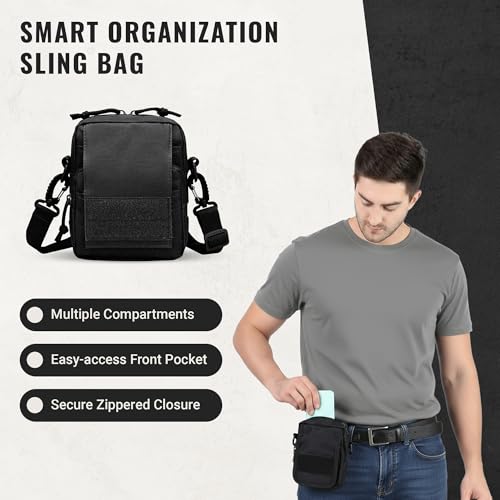 Image of CARRY TRIP Tactical Outdoor Waist Bag - Multifunctional Molle Pouch, Waterproof, Durable Travel, Hiking, Camping, Trekking & Daily Use Bag with D-Ring & Velcro Patch - Black