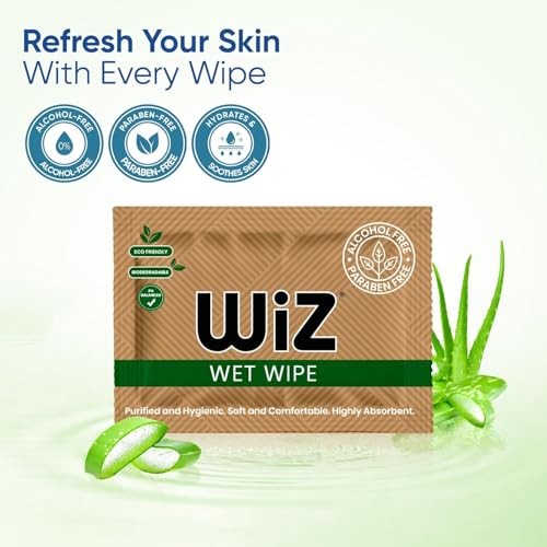 Image of Wiz Single Refreshing Wet Wipes - Individually Wrapped Single Sachet (Pack of 500) | Alcohol & Paraben Free| Hand & Face Cleaning Wipes for Restaurants, Events, Hotels & Bulk Commercial Supply