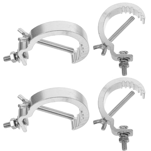 OSOLADY 4pcs Aluminum Alloy Stage Light Hooks 17mm Wide Heavy Duty Truss Clamps for Hanging Par Lights and Stage Lighting Accessories, White, Suitable for Wedding and Performance