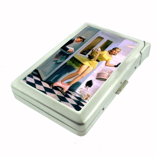 Retro 50s Pin Up Loses Panties Double-Sided Cigarette Case with Lighter, ID Holder, and Wallet D-270