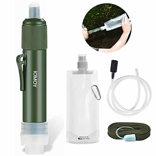 Mini filtre à eau d'extérieur 3000 l - Traitement de l'eau - Élimine 99,99 % de bactéries - Avec paille et sac de rangement - Survival Gear pour randonnée, trekking, voyage Cover