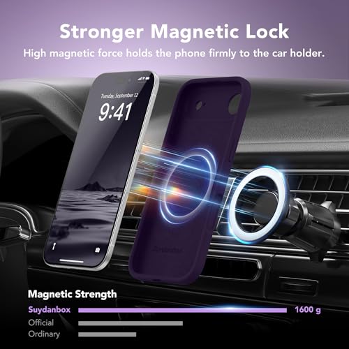 Image of Magnetic for iPhone Air Case, Compatible with MagSafe, [Full Camera Protection][Screen Protector] Silicone Shockproof Protective Phone Case for iPhone 17 Air 6.5 inch, Deep Purple