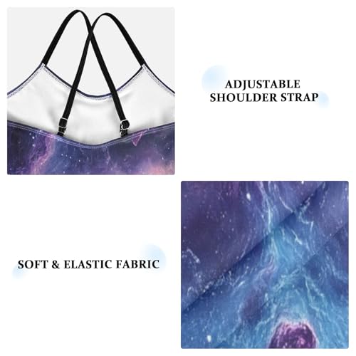 Pigsaly Girls One Piece Swimsuits Blue Purple Starry Galaxy Kids Cross Back Swimwear Toddler Beach Sport Bathing Suit 3T3