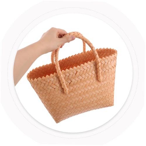 NOLITOY Summer Beach Travel Handbag Plastic Woven Tote Capacity Beach Bag Purse4