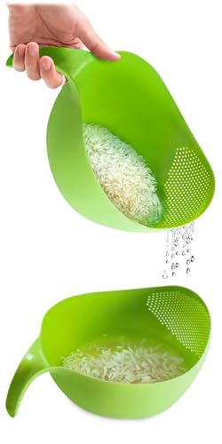 Rice Strainer Bowl with Handle for Easy Draining