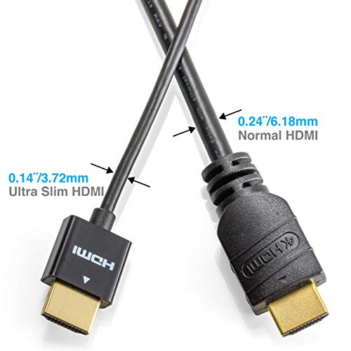 Ntw High Performance Ultra Slim Hdmi Cable (16.5Ft) Premium High Speed Ultra Thin Hdmi Cable With Redmere Technology, 1080P, 4K Hdr, 10.2Gbps, 36Awg - Black - Nhdmi4S-05M/36C #TOP2