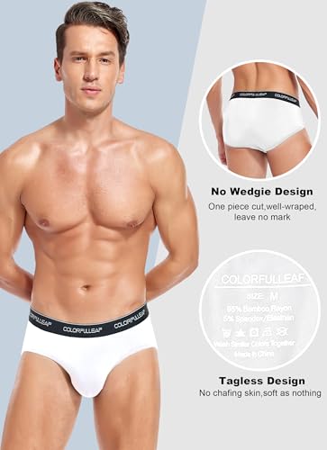 COLORFULLEAF Mens Underwear Briefs Soft Bamboo Underwear for Men Tagless Pouch Briefs with Fly 3 or 4 Pack3