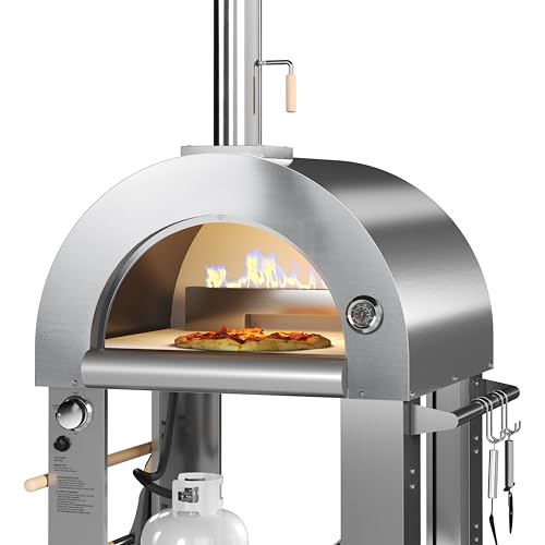 KoolMore 32 in. Outdoor Propane Gas and Wood fired Pizza Oven in Stainless-Steel - Image 2
