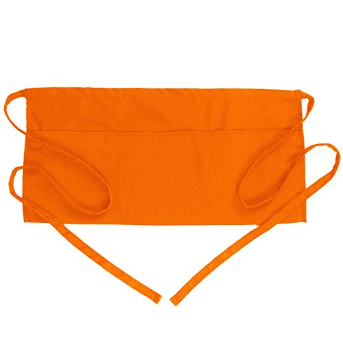 Image of BOHARERS Waist Apron with 3 Pockets - Orange Waitress Waiter Server Short Apron