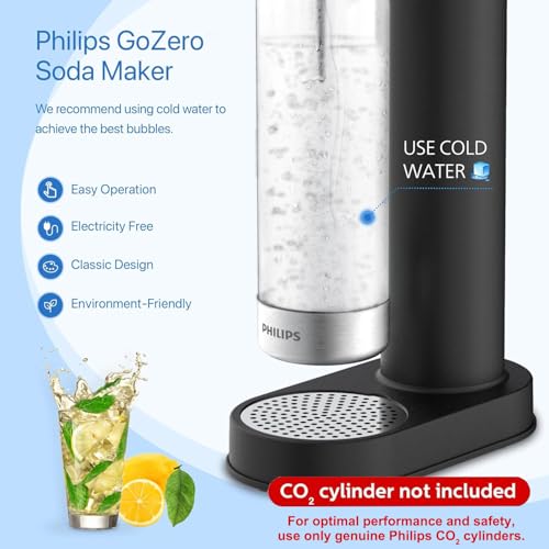 Philips Soda Streaming Machine, Stainless Sparkling Water Maker Easy Install with Quick Twist 1L PET Carbonating Bottle, Soda Maker Compatible with 60L CO2 Carbonator (NOT Included), ADD4902BKOQ/37 by Philips - Image 2