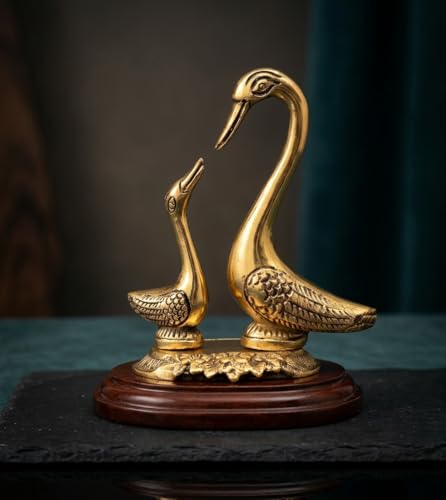 Image of KridayKraft Love Birds Swanset Pair of Kissing Duck Metal Statue,Love for Romantic Gift to Boyfriend,Girlfriend,Decor Your Home,Office,Showcase,Animal Showpiece Figurines.