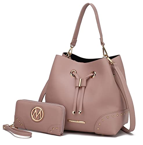 Image of MKF Collection Women's Bucket Bag With Wristlet Wallet, Vegan Leather Hobo Bag Handbag Set Crossbody Bag by Mia K