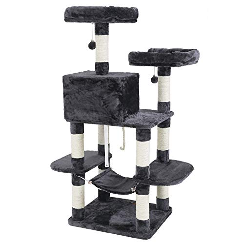 FEANDREA Multi-Level Cat Tree for Big Cats, Stable Cat Tower, Gray UPCT85G